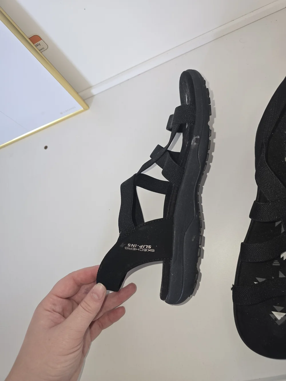 Skechers Black Women's Slip-On Strappy Sandals